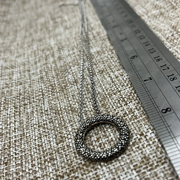 Vintage Sterling Silver Marcasite 16-18” Adjustable Necklace and Pendant - Picture 9 of 11